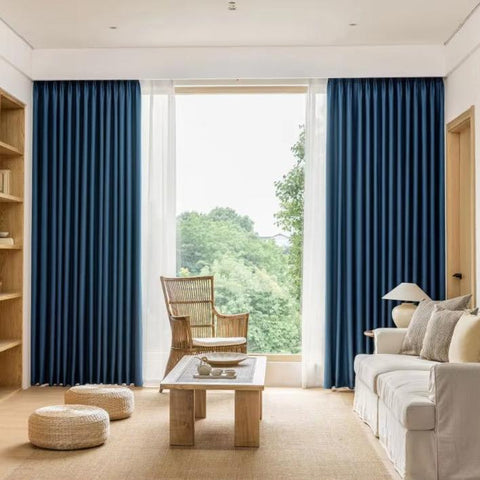 Blauer Leinenvorhang Wohnzimmer