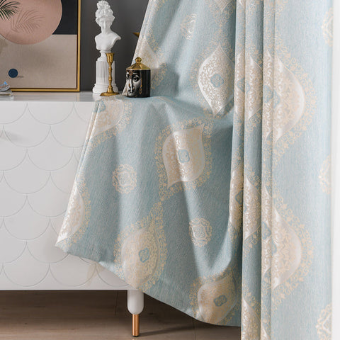 Luxusvorhang Wohnzimmer Blau Grau