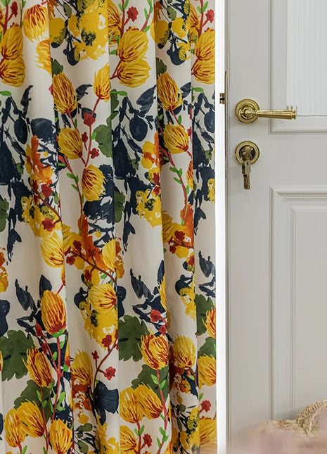 Rideau motifs Floraux Jaune