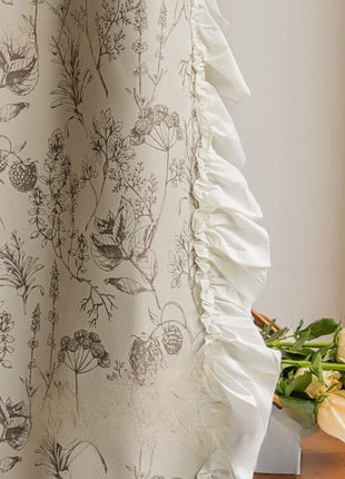 Rideau Vintage Luxe Blanc Motifs