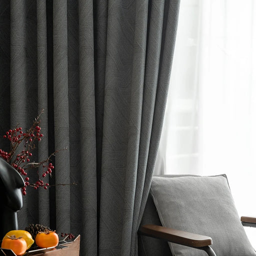Schwarzer Vorhang im Leinenstil