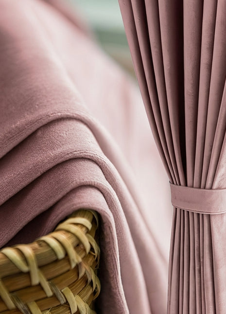 Rideau Occultant Velours Rose Blush Chambre