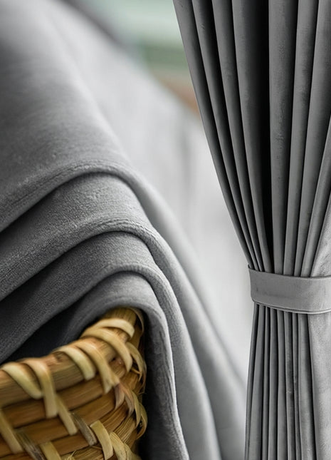 Rideau Occultant Velours Gris Clair Salon