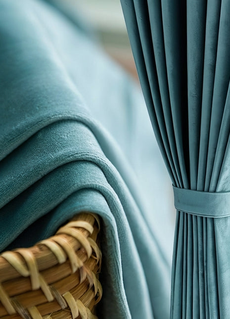 Rideau Occultant Velours Bleu Canard Salon