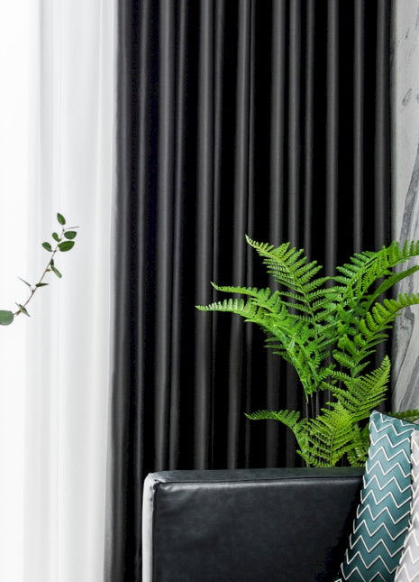 a green plant sitting on top of a black chair