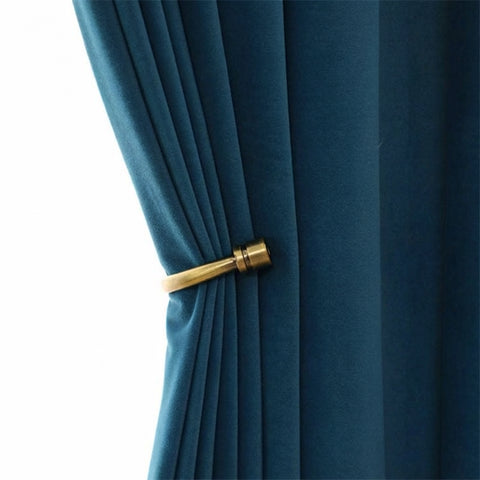 Rideau Occultant Velours Bleu Sarcelle Bureau