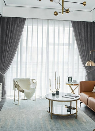 Rideau Occultant Velours Gris Perle Salon