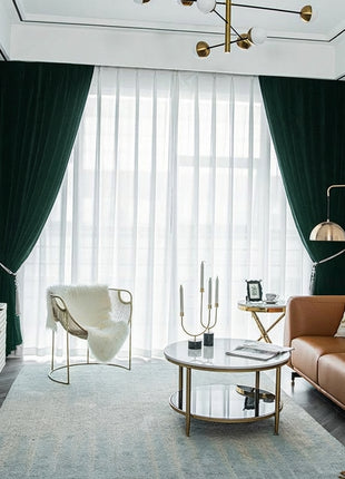 Rideau Occultant Velours Vert Sapin Bureau