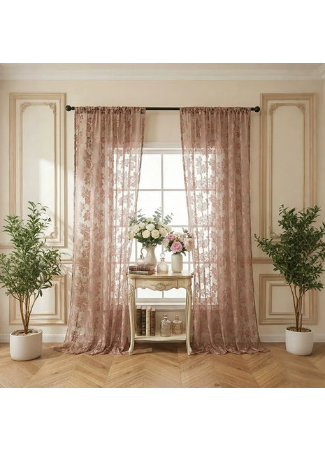 Rosa bestickter transparenter Stoff