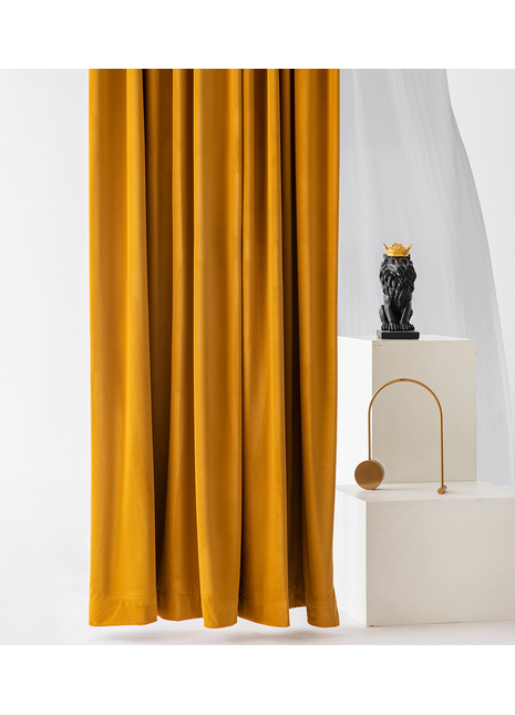 Rideau Occultant Velours Jaune Moutarde Salon
