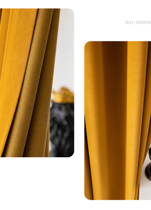 Rideau Occultant Velours Jaune Moutarde Salon