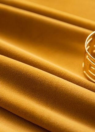 Rideau Occultant Velours Jaune Moutarde Salon