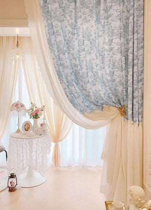Marineblauer Barock-Samtvorhang mit goldenen Mustern
