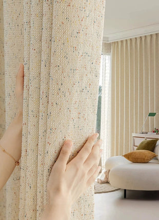 Gemütlicher, ecrumelierter Frotteevorhang für das Schlafzimmer