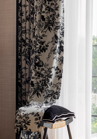 152 ROSIER-Vorhänge, 70 % Verdunkelung, Rokoko-Blumen, Samtdruckstruktur 78,50 €