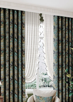 Verdunkelungsvorhänge Art-Deco-blaues elegantes Wohnzimmer