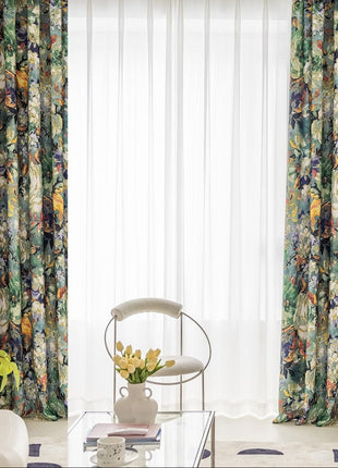 Vintage-Blumenvorhang mit Rüschen aus Baumwollmischung