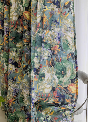 Vintage-Blumenvorhang mit Rüschen aus Baumwollmischung