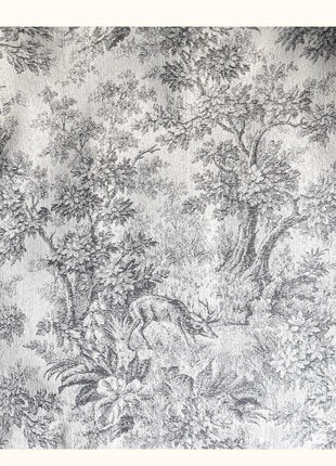 Moderner grauer Toile de Jouy-Vorhang