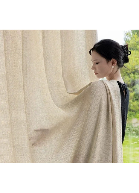 Moderner Chenille-Vorhang mit Ecru-Muster