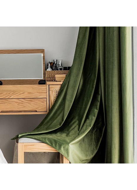 Rideau Occultant Velours Vert Jade Salon