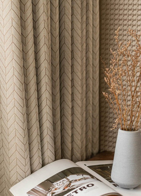 Rideau Beige Epais Geometrique