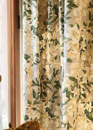 Rideau Beige Motif Fleurs