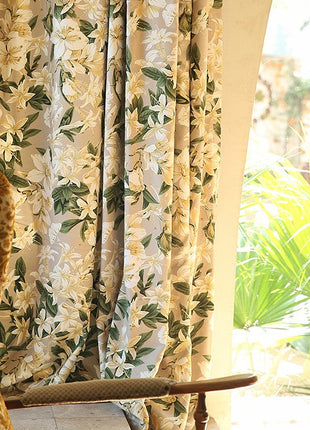 Rideau Beige Motif Fleurs