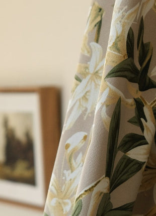 Rideau Beige Motif Fleurs
