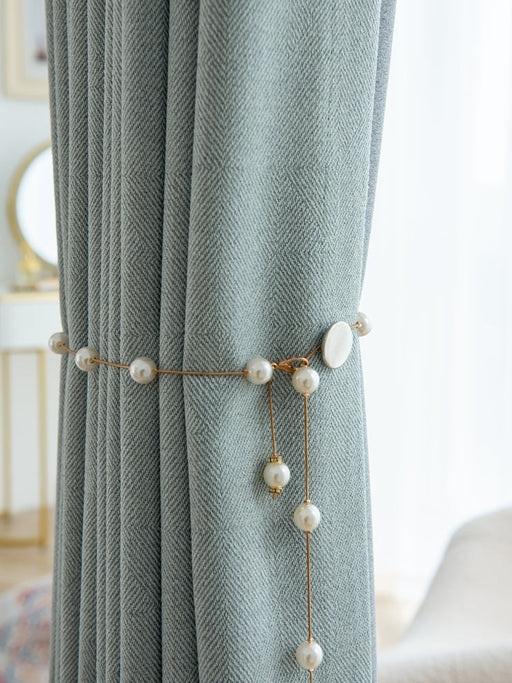 Blauer Leinenvorhang