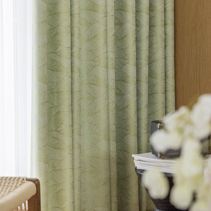 Rideau Vert Motif Feuille