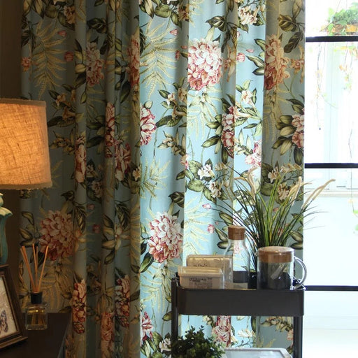 Vintage-Gardine mit Blumenmuster, grün