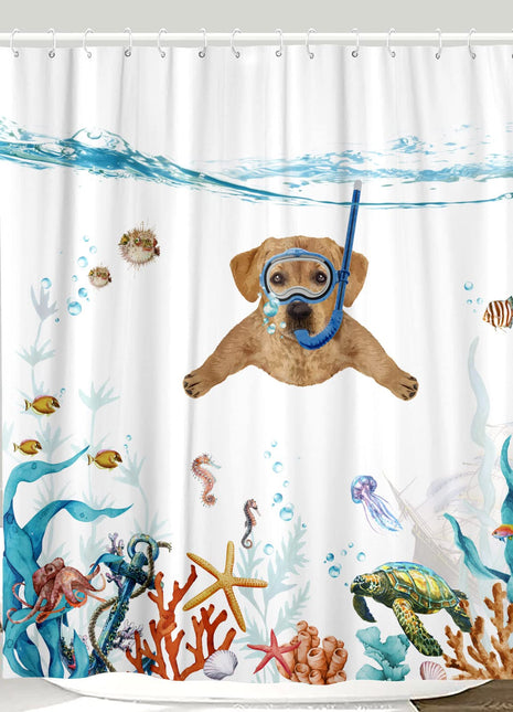 Duschvorhang mit Hundemotiv (B 180 cm x H 200 cm)