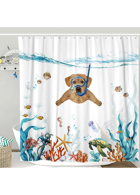 Duschvorhang mit Hundemotiv (B 180 cm x H 200 cm)