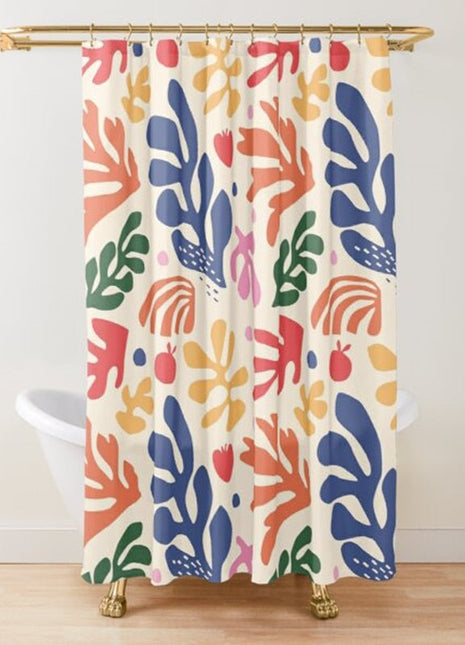 Duschvorhang mit Blättermotiv (B 180 cm x H 200 cm)