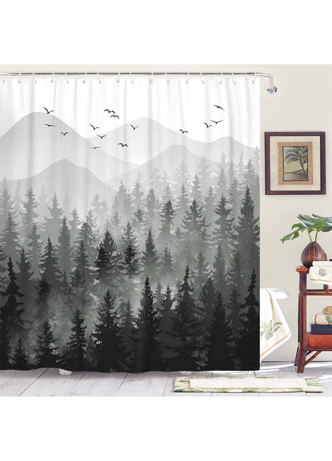 Duschvorhang „Wald“ (B 180 cm x H 200 cm)