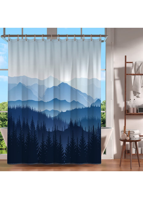 Duschvorhang mit Bergmotiv (B 180 cm x H 200 cm)