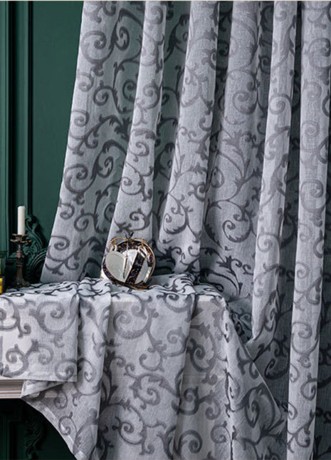 Schwarzer Voile-Vorhang mit Mustern