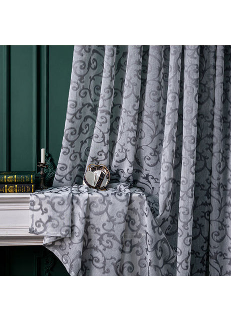 Schwarzer Voile-Vorhang mit Mustern